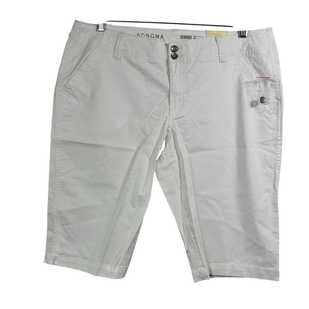 Sonoma Life Style White Skimmer Mid Rise Shorts Womens 16 Petite SPE247033 NWT